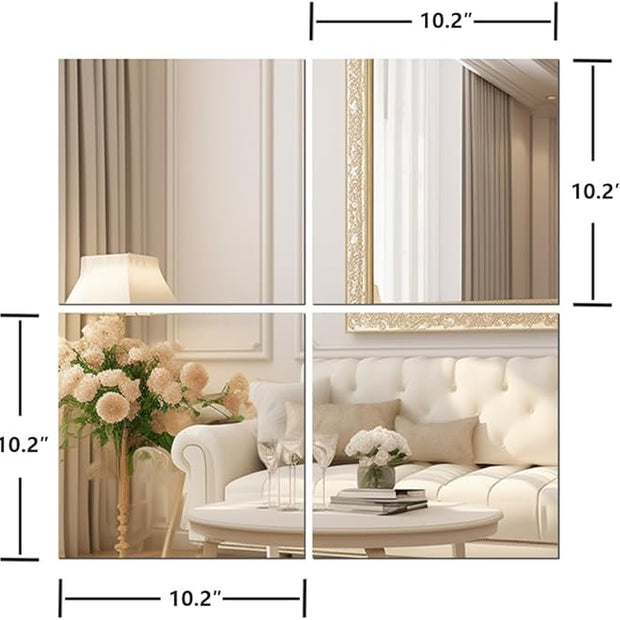 Vlush Full Length Wall & Tiles 10.2'' x 10.2'' x 4PCS Full Body Mirror, Full Length Mirror Wall Mounted Mirrors Decorative for Home Gym, Door, Bedroom & Bathroom
