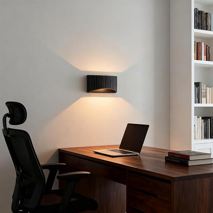 Black Modern LED Wall Sconces Wall Lighting, Gypsum 3000K Warm White Indoor Hardwired Wall Mount Light Fixtures Lamp Up and Down for Living Room Bedroom Hallway Dining Room