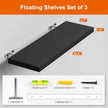 Floating Shelves - Black Wood Wall Shelf Set of 3, 24