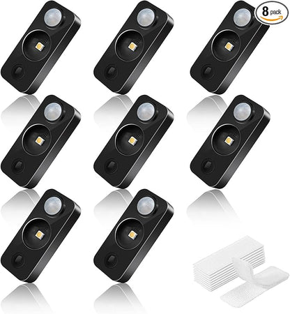 LED Motion Sensor Puck Lights, Rechargeable Cabinet Lights, Stick on Wireless LED Night Light for Closet, Drawer, Shelf, Under Cabinet, Warm White 8Pack, USB Charging Cord Included