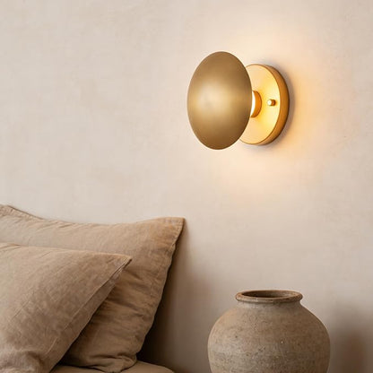 Modern Gold Mushroom Globe Wall Sconces, Spherical Wall Lamp, Mid Century Small Brass Vanity Single Ball Lights Fixture, Contemporary Milk Glass Wall Mounted Lamp for Bedroom Bathroom Hallway