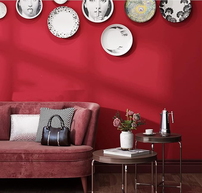 15.7" x 394" Red Peel and Stick Wallpaper - Matte Red Contact Paper for Cabinets and Countertops