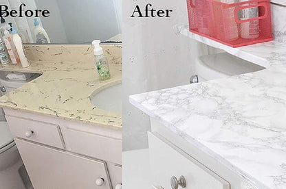 practicalWs Marble Wallpaper Granite White and Grey Paper Roll 23.6" x 118" Kitchen Countertop Cabinet Furniture is Renovated Thick PVC Easy to Remove Without Leaving Glue Upgrade