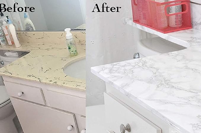 practicalWs Marble Wallpaper Granite White and Grey Paper Roll 23.6