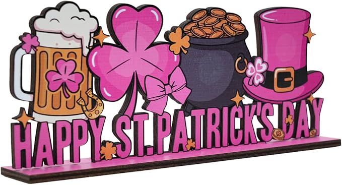 St Patricks Day Decor for Table Happy St Patrick's Day Coffees Bar Decoration Wooden Centerpieces Rustic Farmhouse Sign for Tabletop Home Shelf St Patricks Day Party Decoration Green