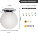 Modern Glass Globe Wall Sconce: Chrome Single Light with Milk Glass Shade - Minimalist Spherical Vanity Sconces over Mirror - Contemporary Ball Wall Lights Fixtures for Entryway Bulb Not Included