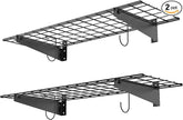 WALMANN 2 Pack Garage Wall Mount Shelves, 45x15 inch Wall Mounted Storage Shelves for Garage Heavy Duty Floating Shelf, Holds Up to 220 lbs(Black)