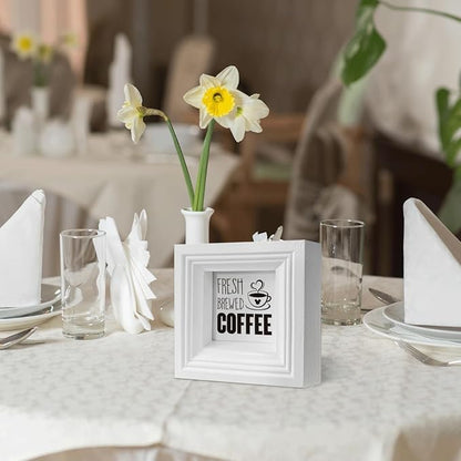 SDJYUSDF Coffee Decor Art, Fresh Brewed Coffee Sign, Mini Wooden Box Sign, Rustic Tabletop Decors, Shelf Decoration, Cafe Decors, Modern Farmhouse Home Decor for Kitchen Bar, Coffees Lover Decoration