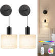 Battery Operated Wall Sconce Set of 2, Wireless Rechargeable Wall Lights with Remote Control, 9 Colors Dimmable LED Lamps, Modern Cordless Sconces for Bedroom Living Room Hallway(Black)
