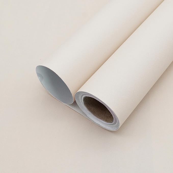 Yancorp 24"x120" Matte Beige Contact Papaer Peel and Stick Wallpaper Vinyl Wrap Countertop Wallpapers Waterproof for Cabinets Drawers Bedroom Kitchen Self-Adhesive Wallpaper