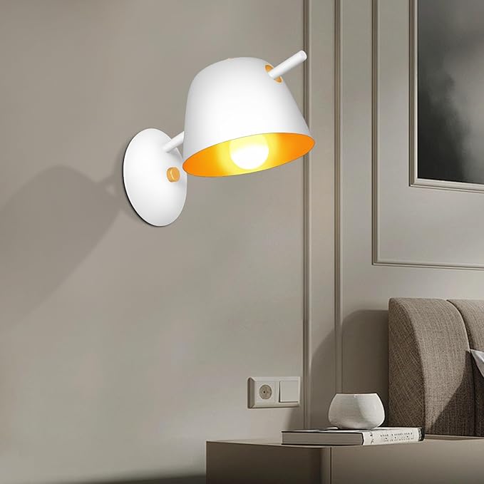Kawell Modern Metal Wall Sconce Light Fixture Hardwired Indoor Night Light for Bedroom Living Room Kitchen Study Room, Minimalist White Finish