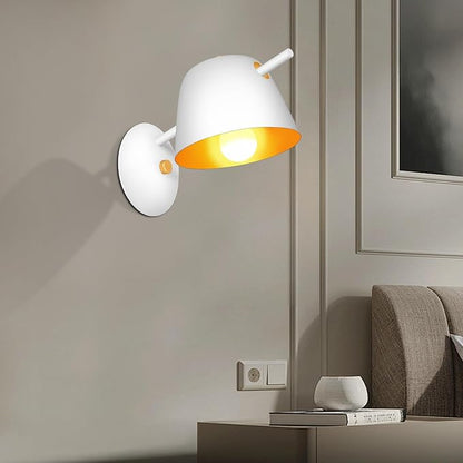 Kawell Modern Metal Wall Sconce Light Fixture Hardwired Indoor Night Light for Bedroom Living Room Kitchen Study Room, Minimalist White Finish