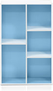 Furinno LUDER Book Shelf, 5-Cube Bookshelf, Reversible Bookcase, 9.4 x 19.5 x 31.5, for Living Room, Bedroom, Home Office, White/Light Blue