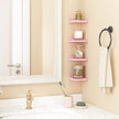 Fixwal Small Floating Shelves, 5x5 Inches Wall Shelf Set of 4, Rustic Wood Small Wall Mounted Shelves for Bedroom, Living Room, Kitchen, Bathroom Decor (Pink)