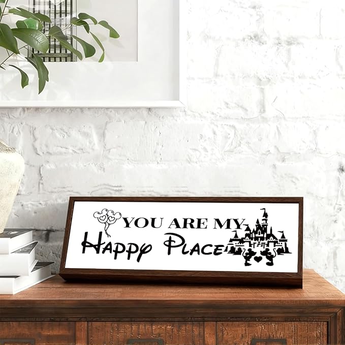 You are My Happy Place Sign, Inspirational Wood Sign, Romantic Home Decor, Master Bedroom Decors, Desk Decor Art, Farmhouse Shelves Decoration, Gift for Him Her