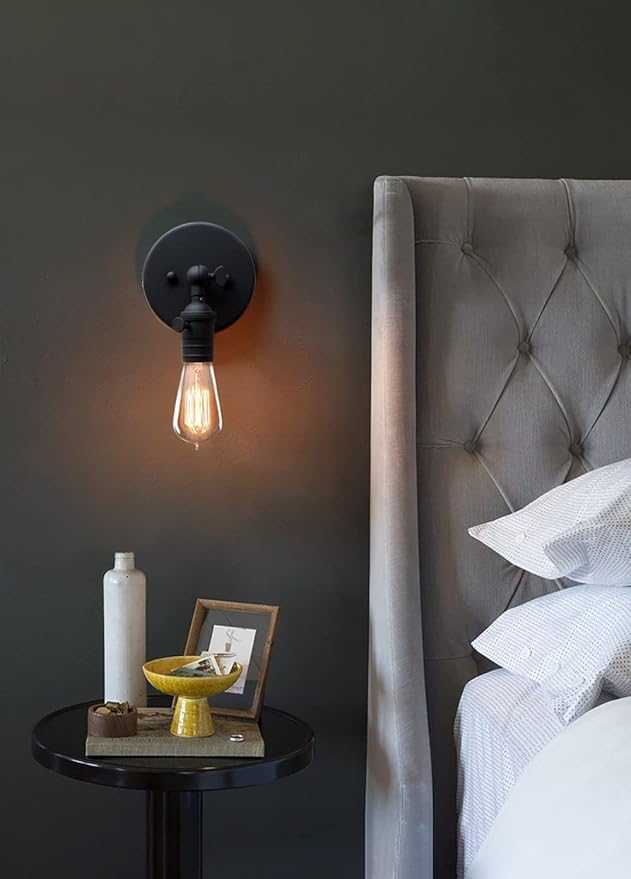 PERMO Minimalist Single Sconces Socket 1- Light Wall Sconce Lighting with On/Off Switch (Matte Black)