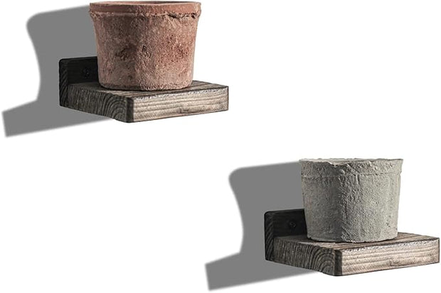 Freezing point Small Floating Shelves for Wall Set of 2 Natural Wood 4Inch Mini Wall Shelf Decor Plant Display Collectibles Mounted Kitchen Bathroom Bedroom Corner Decorative Storage Tiny Stand Brown