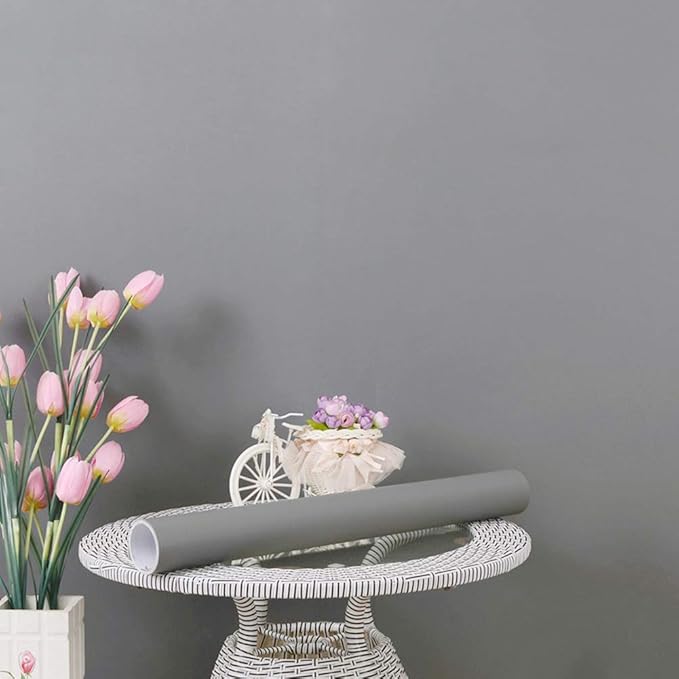 Livelynine 15.8"x394" Gray Wallpaper Peel and Stick for Bedroom Walls Grey Contact Paper for Cabinets Removable Wall Paper Bathroom Cabinet Wallpaper Waterproof Kitchen Vinyl Wrap Desk Shelves Locker