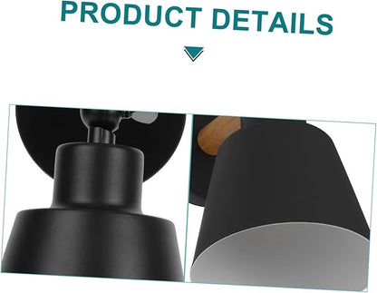Nordic Modern Wall Light with Wood Accent Simple Stylish Hanging Wall Lamp for Bedroom Corridor and Bedside Metal Frame Elegant Minimalist Black Finish Bulb Not Included