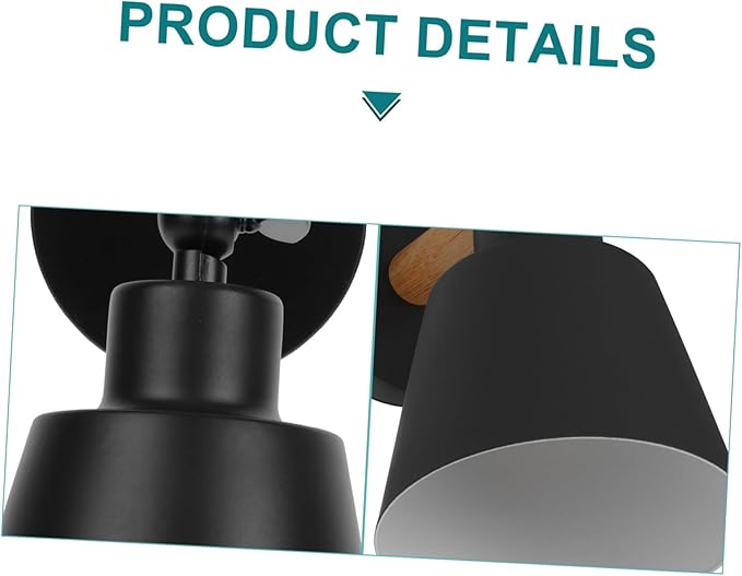 Nordic Modern Wall Light with Wood Accent Simple Stylish Hanging Wall Lamp for Bedroom Corridor and Bedside Metal Frame Elegant Minimalist Black Finish Bulb Not Included