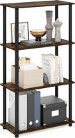 Furinno Turn-N-Tube Storage Shelves, 4-Tier Toolless Book Shelf, Corner Shelf, Toolless Open Shelves, for Organization and Storage, Living Room, Garage, Home Office, Amber Pine