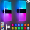 LED Wall Lights for Room Decor, Battery Operated Wall Sconce Set of 2, Remote Control, Dimmable, Rechargeable, Cordless Wall Lamps for Bedroom