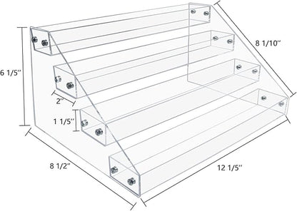 VAEHOLD Acrylic Spice Rack Organizer, 4 Tier Clear Vertical Rack for Cabinet & Countertop (4 Tier 12'L)