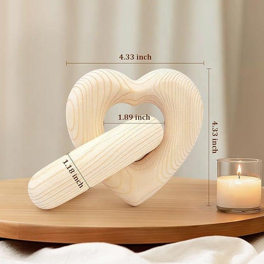 Valentine Wooden Heart Decor Joined Together Forever, Valentines Day Interlocking Heart Gifts for Wedding Engagement Anniversary, Wooden Connected Aesthetic Decorations for Shelf Table Home Coffee Bar