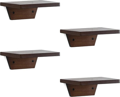 PHOENANCEE Small Floating Shelves,Speaker Shelf,Trapezoid Wall Shelf for Table Lamp Plants Display,Decorative Wood Ledges Chic for Living Room,Bedroom,Kitchen,Office,Pine,8x6 Inch,4 Pack(Walnut)