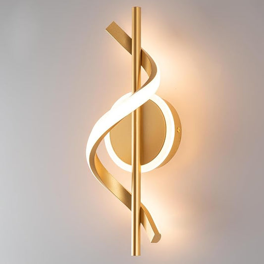LED Wall Sconces Indoor, 12W LED Wall Mount Lights, Modern Spiral Wall Lamp, 3000K Wall Light Fixture for Stairs, Living Room, Bedroom, Aisle, Hallway (Warm White, Gold)