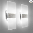 KICAAO Modern Wall Sconces Set of Two, Led Wall Light 10w, 6000k White Light Up Downlight, Hardwired Acrylic Wall Light Lighting, Suitable for Living Room Corridor Bedside (Cool White 6000K 2Pack)