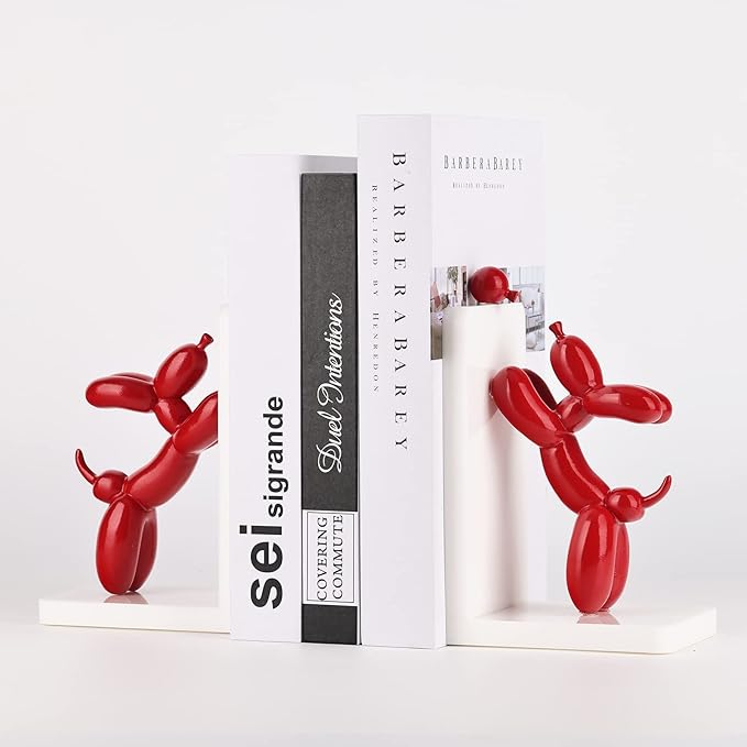 Cute Balloon Dog Bookends - Animal Book Stoppers for Kids' Books, Unique Home Office Decor