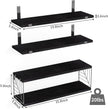 Fixwal 3+1 Tier Bathroom Floating Shelves Over Toilet, 15.8in Farmhouse Rustic Wood Shelves, Wall Decor for Bathroom, Living Room,Bedroom and Kitchen (Black)