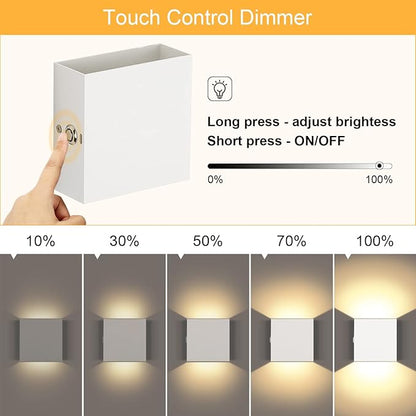 Lightess Rechargeable Wall Sconce Set of 2 with Touch Switch, Dimmable Indoor Wall Lights Battery Powered for Hallway, Warm White, LG9939113