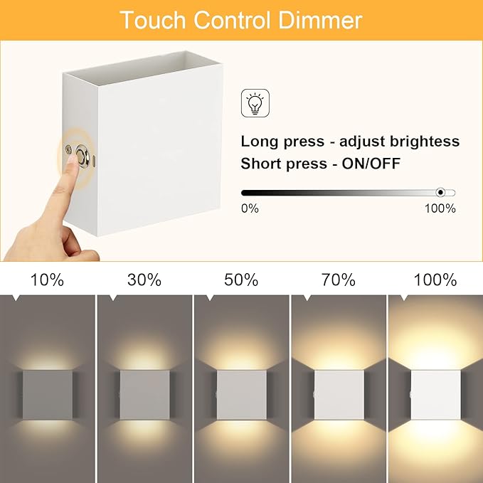 Lightess Rechargeable Wall Sconces with Remote Control Set of 2, Battery Wall Lights Colored, Dimmable LED Wall Lamp for Bedroom Living Room