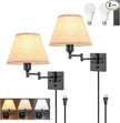 TRLIFE Wall Sconce with Remote Control, Dimming 10%-100% and Adjustable Color Temperature 2700K-6500K Swing Arm Wall Lights with Plug in Cord, 9.4
