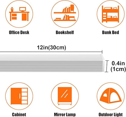 Under Cabinet Lights, 12 Inch Plug in Under Cabinet Lighting, LED Closet Lights, 6000K Cool White Light, Ultra Thin Dimmable Light Bar, Suitable for Kitchen Desk Closet Workbench