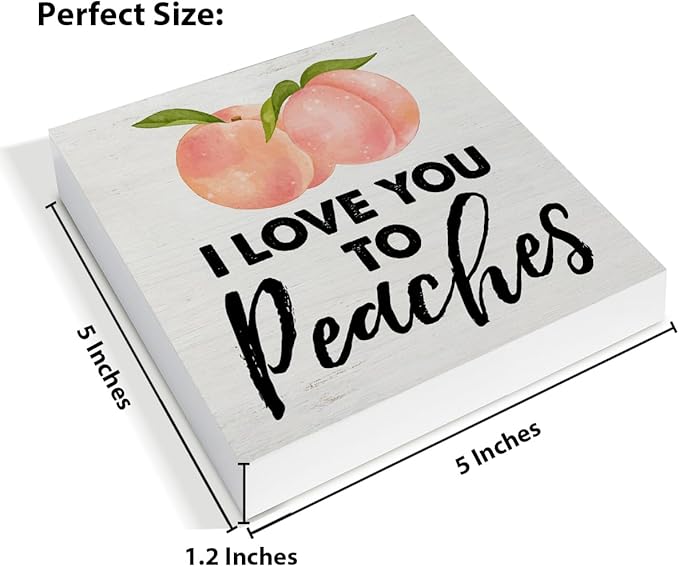 Peach Decor Peach Bathroom Decor Rustic I Love You to Peaches Wooden Sign Peach Decorations for Home Bathroom Restroom Toilet Desk Shelf Table 5 x 5 Inches