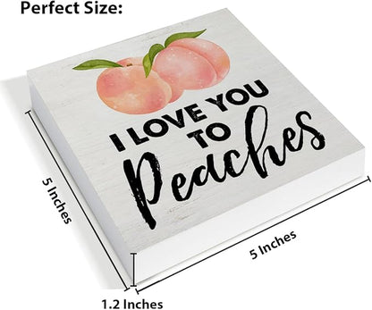 Peach Decor Peach Bathroom Decor Rustic I Love You to Peaches Wooden Sign Peach Decorations for Home Bathroom Restroom Toilet Desk Shelf Table 5 x 5 Inches