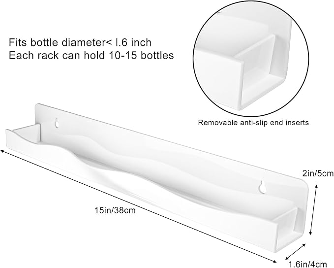 6 Pack Nail Polish Wall Rack 15 Inch 6 Pack Acrylic Floating Shelves Kids Bookshelf Tattoo Ink Essential Oils Figurine Display Shelf Spice Rack for Salons Retailers Home (White)