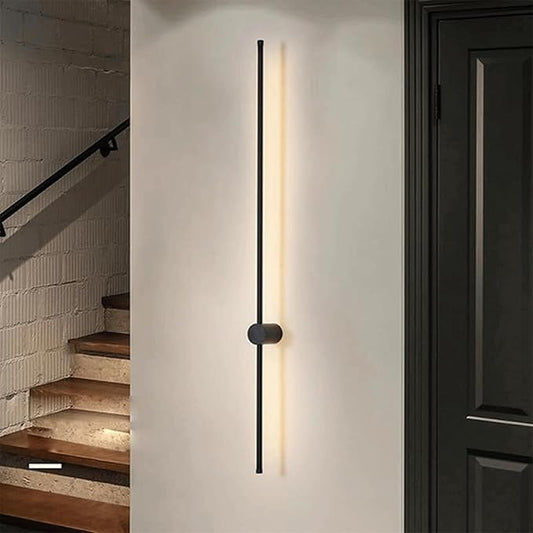 Minimalist Black LED Wall Light - 3-Color Adjustable Sconce for Bedroom & Living Room - 350° Rotatable Aluminium Design (100cm)(Black,80cm)
