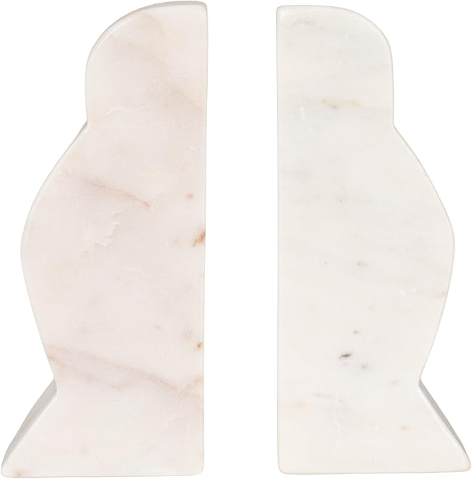 Creative Co-Op Decorative Marble Wave Bookends, Mottled White