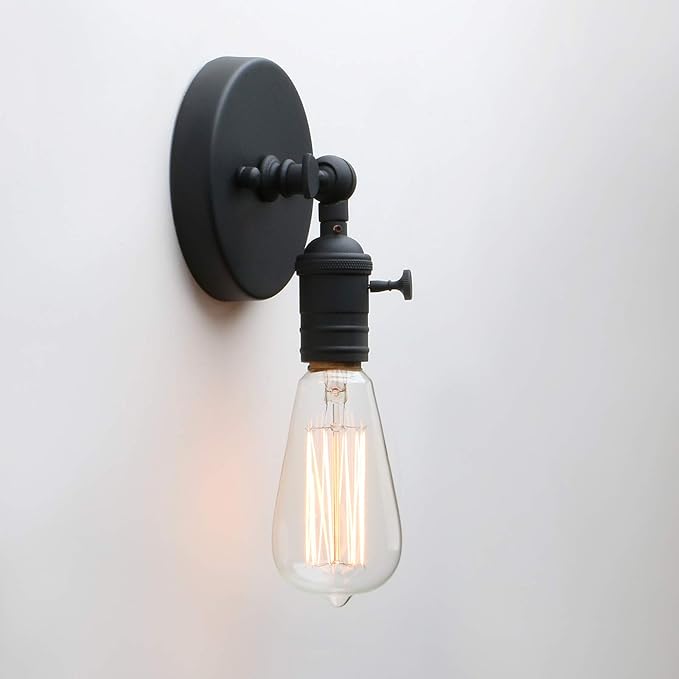 PERMO Minimalist Single Sconces Socket 1- Light Wall Sconce Lighting with On/Off Switch (Matte Black)