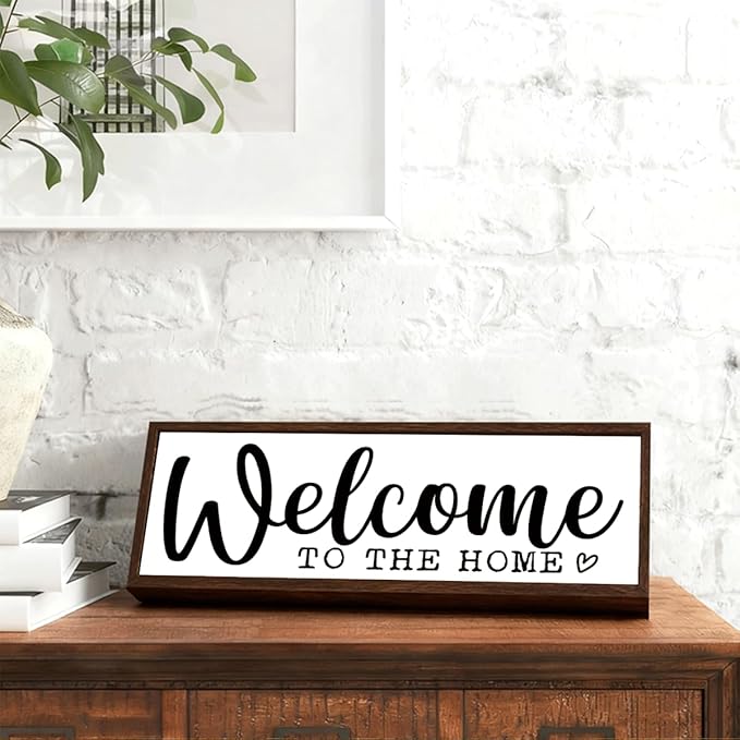 Welcome to Our Home Sign, Decorative Framed Wooden Box Sign, Sweet Home Decor, Entryway Decors, Front Door Decors for Shelf Counter Tabletop, Farmhouse Wall Decor, Housewarming Decoration