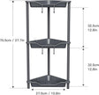 Orimade Rustproof 3 Tier Floor Standing Corner Shower Caddy Organizer, Plastic Metal Splicing Floor Corner Shelf Rack Stands for Bathroom, Grey