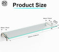 Glass Shelves for Bathroom,20-Inch Brushed Nickel Floating Bathroom Shelf Stainless Steel Tempered Glass Shelf Modern Shelves Wall Mounted