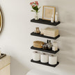 Fixwal Floating Shelves for Wall, Wall Mounted Rustic Wood Shelves for Bathroom, Living Room, Bedroom and Kitchen, Wall Shelves for Storage,Books,Room Decor (Black, Set of 4, 15.8 Inch)