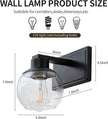 Bathroom Sconces Set of 2, Black Wall Sconces Set of Two, Bathroom Vanity Light with Clear Glass Shade, Modern Wall Light Fixtures for Bath Mirror Hallway Bedroom Living Room, Hardwired, E26 Base