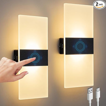 Wall Sconce, LED Wall Lights for Room Decor, Battery Operated Wall Sconce, Remote Control, Dimmable, Rechargeable, Small Night Lights for Hallway Stairway Porch Closet