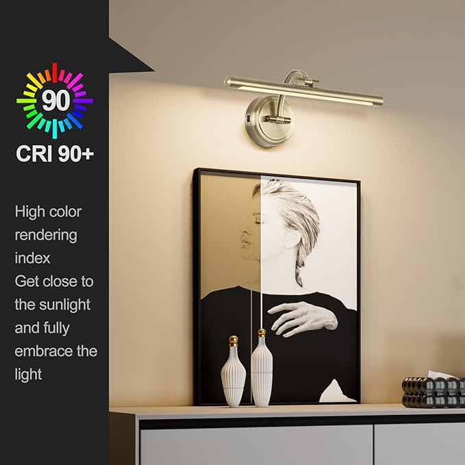 Picture Light for Wall, Battery Operated Art Light, Picture Frame Light with Remote & Timer, Cordless Wall Light with 3 Colors Modes for Pantings, Photo Gallery(Antique Bronze, 15.7inch)
